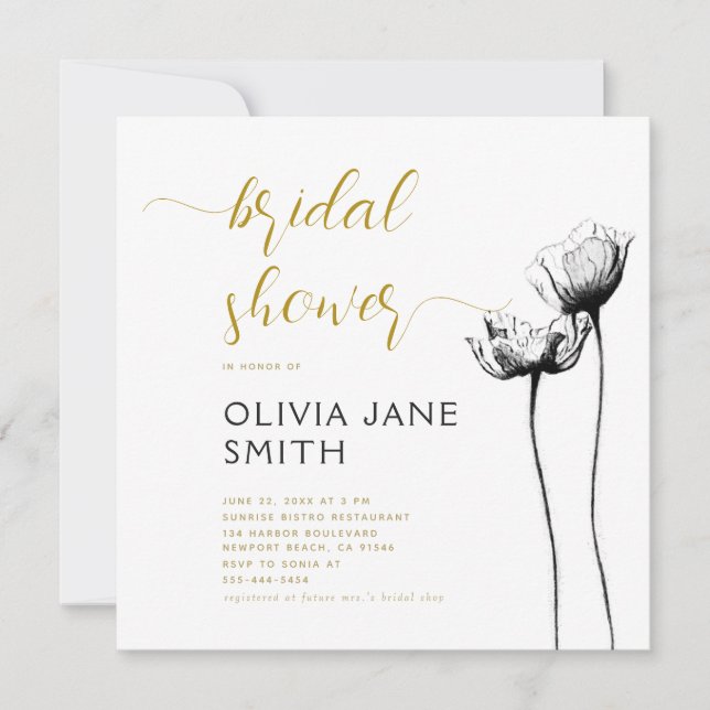 Invitation Wild Rustic Elegant Black White Gold Fête des mari (Devant)