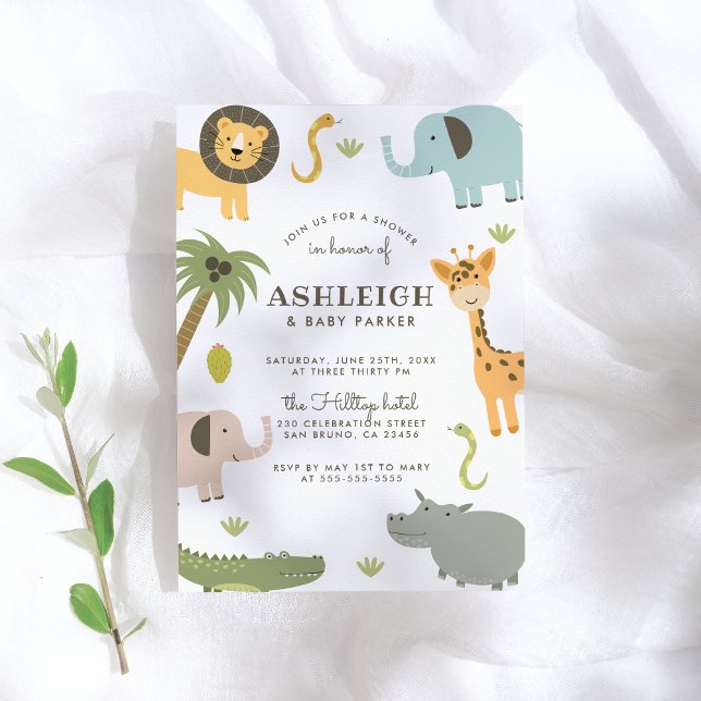 Invitation Wild Safari mignon Baby shower (Créateur téléchargé)