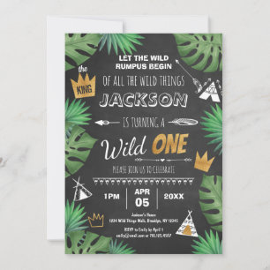 Invitation Wild Thing Parties scintillant UN Anniversaire Gar