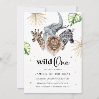Invitation Wild Un 1er Anniversaire Invitation, Safari Jungle