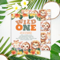 Wild Un 1er anniversaire Safari Lion Giraffe Monke