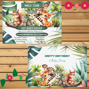 Invitation Wild Un Anniversaire Jungle Safari Tropical Green