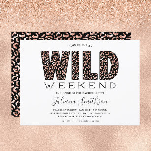Invitation Wild Weekend Rose Gold Leopard Bachelorette Invita