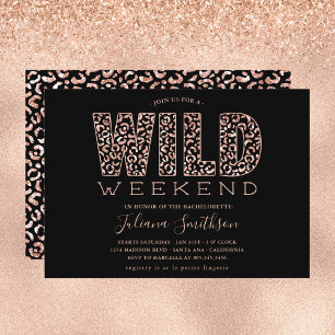 Invitation Wild Weekend Rose Gold Leopard Bachelorette Invita