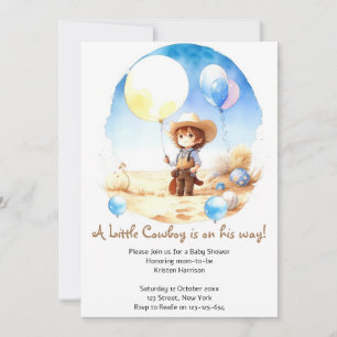 Invitation Wild West Adventure Watercolor Baby shower Cowboy