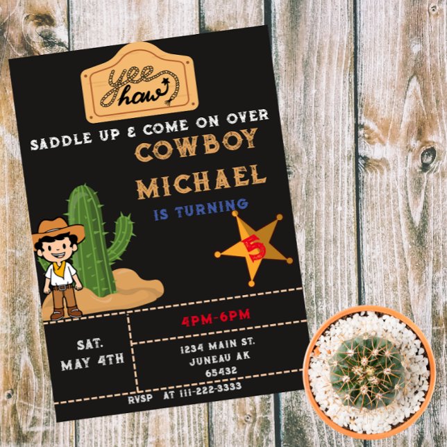 Invitation Wild West Cactus Birthday Boy (Créateur téléchargé)