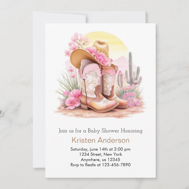 Invitation Wild West Celebration Cowgirl Baby shower (Devant)
