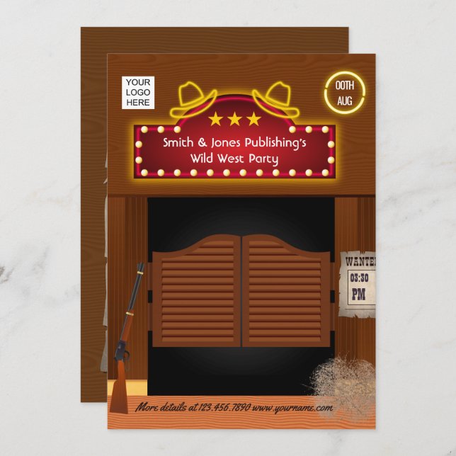 Invitation Wild West Corporate (Devant / Derrière)