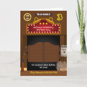 Invitation Wild West Cowboy 3e fête d'anniversaire Photo