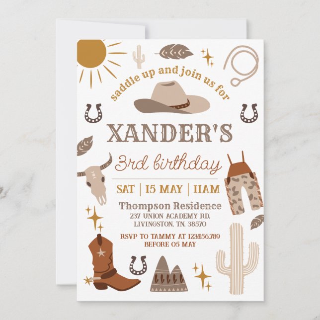 Invitation Wild West Cowboy Western Party Anniversaire (Devant)