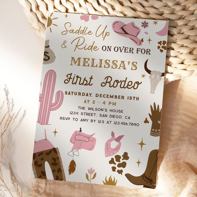 Invitation Wild West Rodeo Cowgirl Ranch Fille fête d'anniver (Créateur téléchargé)