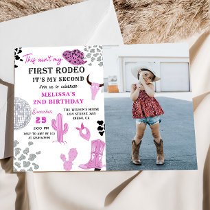 Invitation Wild West Rodeo Disco Cowgirl 2e anniversaire Phot