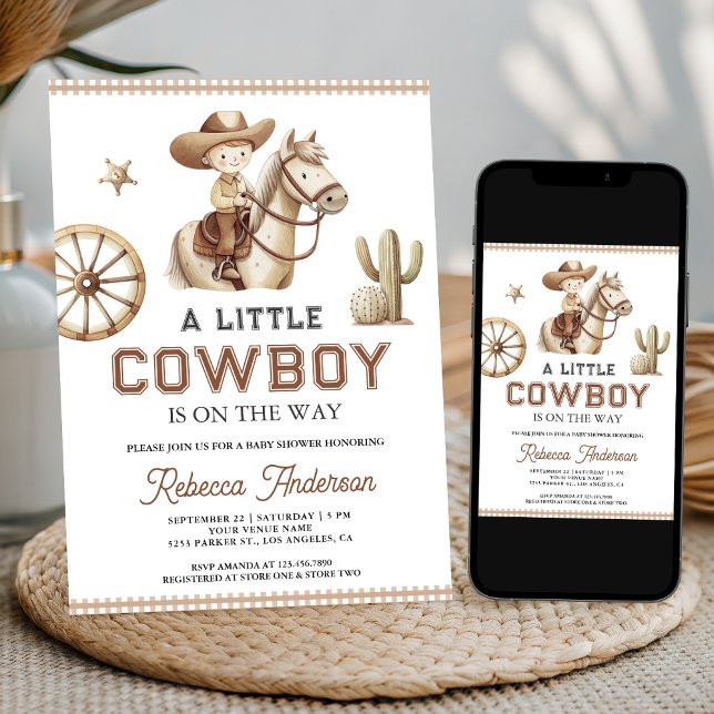 Invitation Wild West Rodeo Little Cowboy QR Code Baby Shower (Créateur téléchargé)