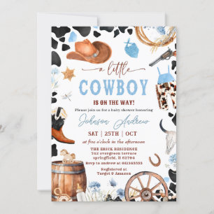 Invitation Wild West Western CowBoy Baby shower bleu