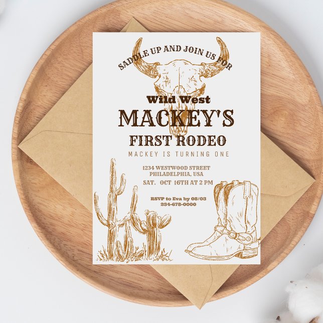 Invitation Wild Western Premier Rodéo fête d'anniversaire (Créateur téléchargé)
