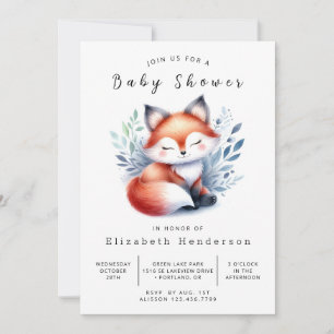Invitation Wild Woodland Party Fox Baby shower