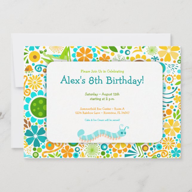 Invitation Wild World Cute Bugs Party (Devant)