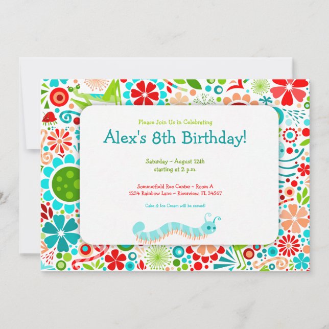 Invitation Wild World Cute Bugs Party (Devant)