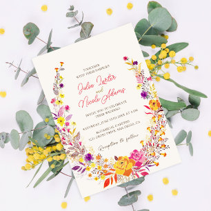 Invitation Wild Wreath Belle automne Fleurs Simple Mariage