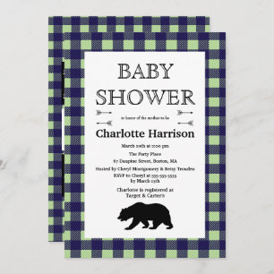 Invitation Wilderness rustique & Animaux Plaid Baby shower
