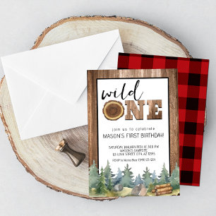 Invitation Wilderness Woodland Wild One Boy's 1st Birthday