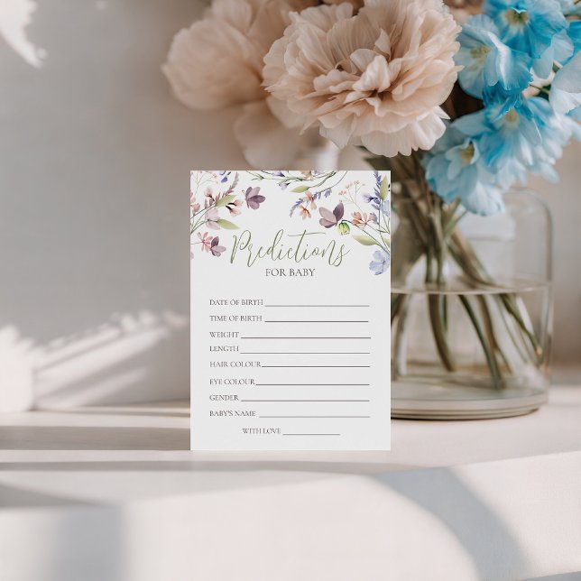Invitation Wildflower Baby Predictions Card (Créateur téléchargé)