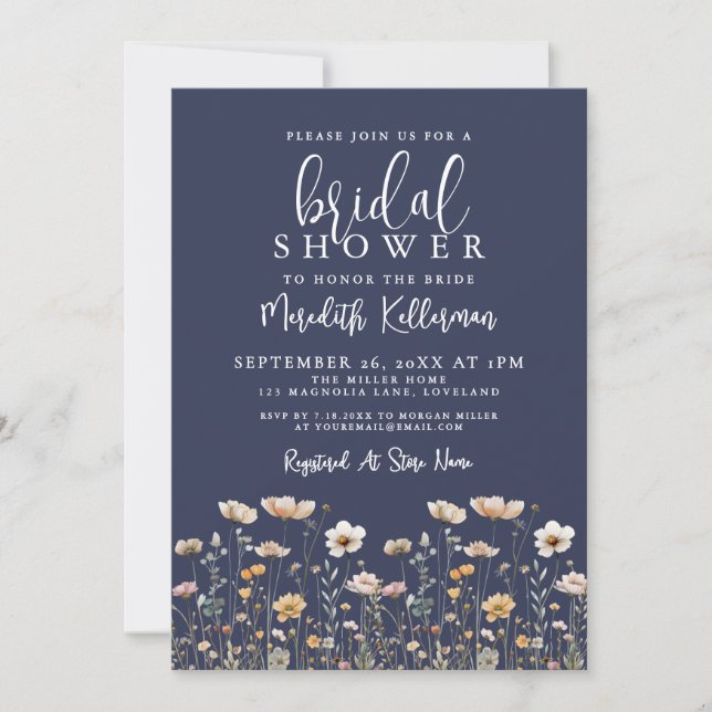 Invitation Wildflower Beige Bridal Shower (Devant)