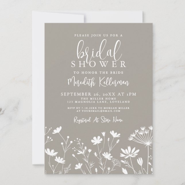 Invitation Wildflower Beige Bridal Shower (Devant)