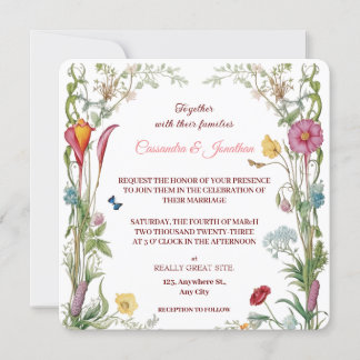 Invitation Wildflower Botanical Flowers & Butterflies Wedding