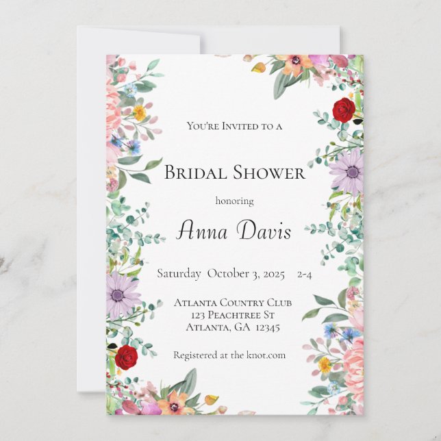 Invitation Wildflower Bridal Shower (Devant)