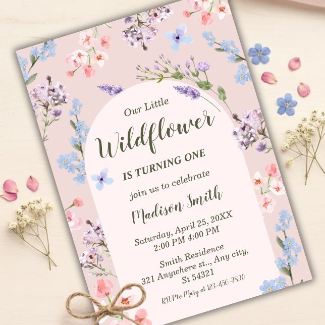 Invitation Wildflower First Birthday (Créateur téléchargé)