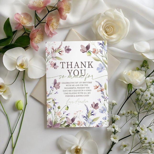 Invitation Wildflower Floral Birthday Thank You Card (Créateur téléchargé)