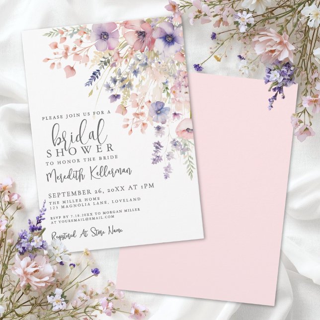 Invitation Wildflower Floral Bridal Shower (Wildflower Floral Bridal Shower Invitation)