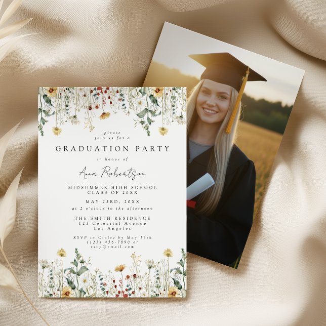 Invitation Wildflower Graduation Party Photo (Créateur téléchargé)