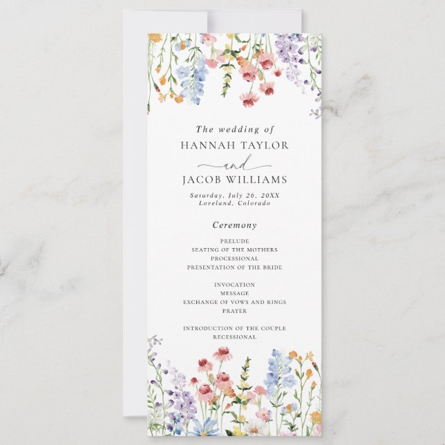 Invitation Wildflower Meadow Wedding Program (Devant)