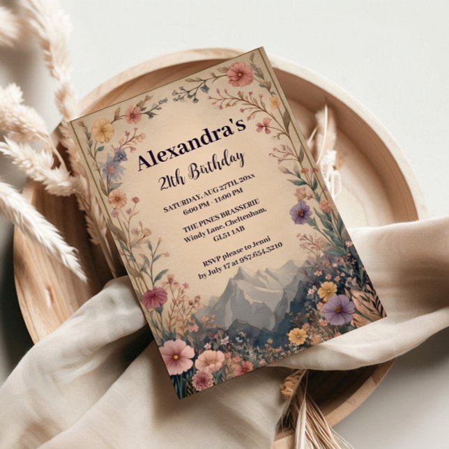 Invitation Wildflower Mountain Birthday (Créateur téléchargé)