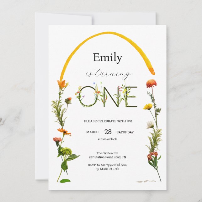 Invitation Wildflower ONE 1er anniversaire (Devant)