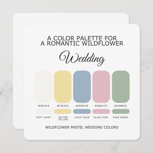 Invitation Wildflower Pastel Wedding Color Palette Card (Devant / Derrière)