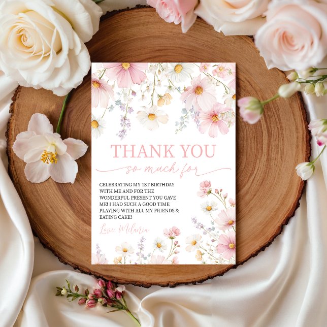 Invitation Wildflower Pink Floral Thank You Card (Créateur téléchargé)