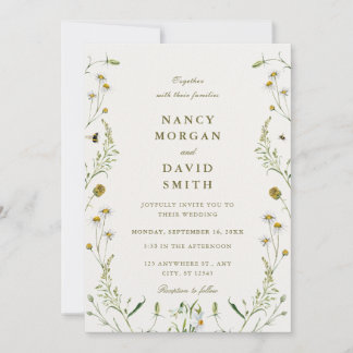 Invitation Wildflower Rustic Sage Green Photo Wedding
