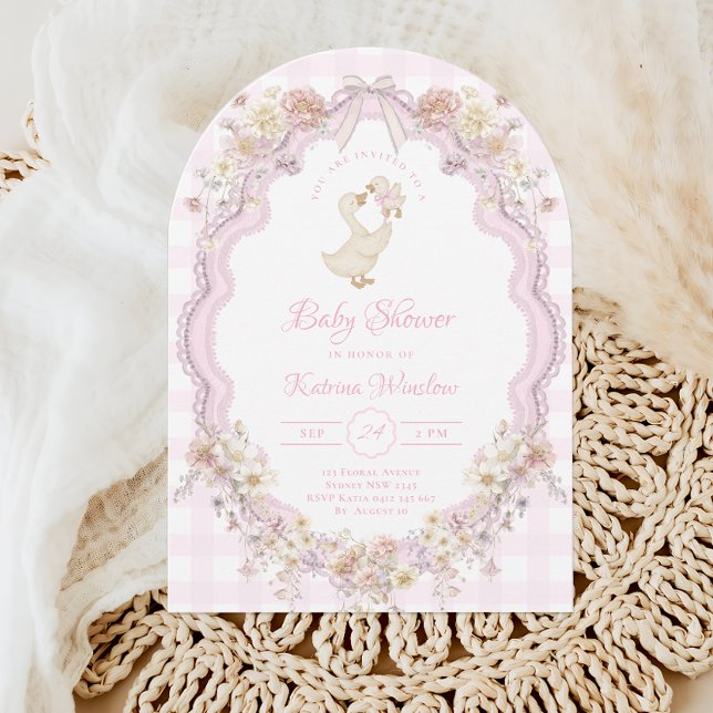 Invitation Wildflower Silly Goose Pink Bow Girl Baby Shower (Créateur téléchargé)