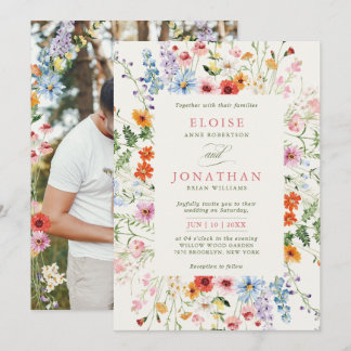 Invitation Wildflower Spring Meadow Garden Photo Wedding     