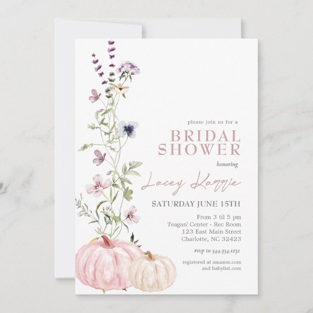 Invitation WildflowerInvitation de douche nuptiale, Citrouill (Devant)