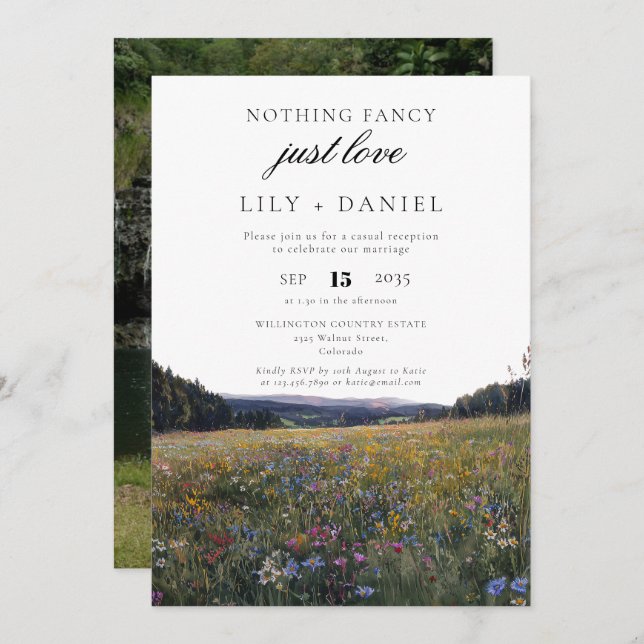 Invitation Wildflowers Elopement  Wedding Reception Photo (Devant / Derrière)