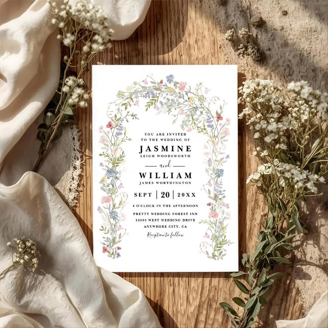 Invitation Wildflowers Garden Arch Rustic QR Code Wedding (Créateur téléchargé)