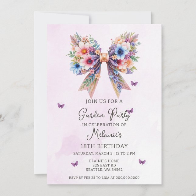 Invitation  Wildflowers Garden Birthday Party (Devant)