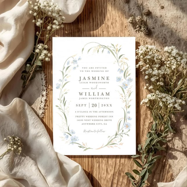 Invitation Wildflowers Meadow Garden Elegant QR Code Wedding (Créateur téléchargé)