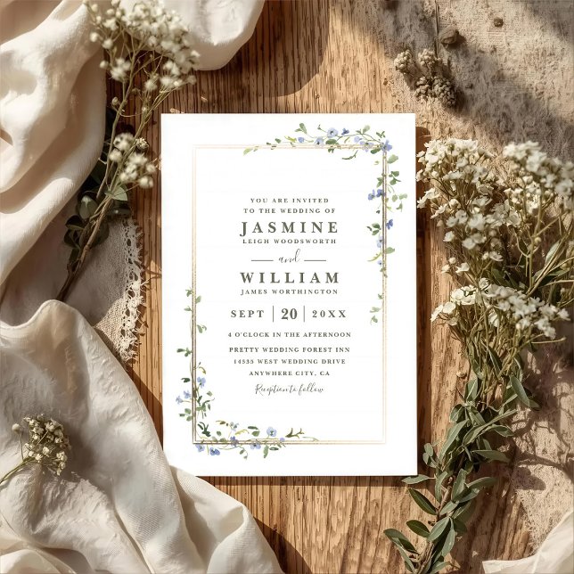Invitation Wildflowers Vine Rustic Elegant QR Code Wedding (Créateur téléchargé)