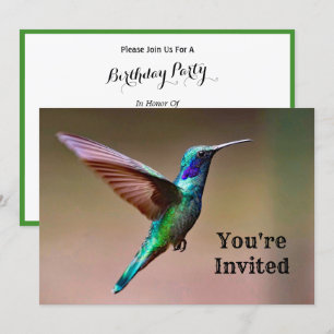 Invitation Wildlife Green Hummingbird Photo Anniversaire