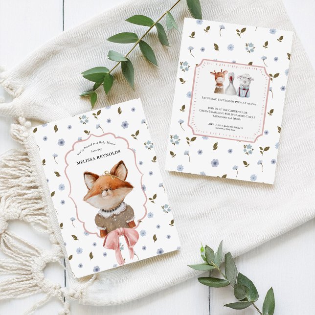 Invitation Wildling Whimsical | Baby shower Animaux vintages (Créateur téléchargé)